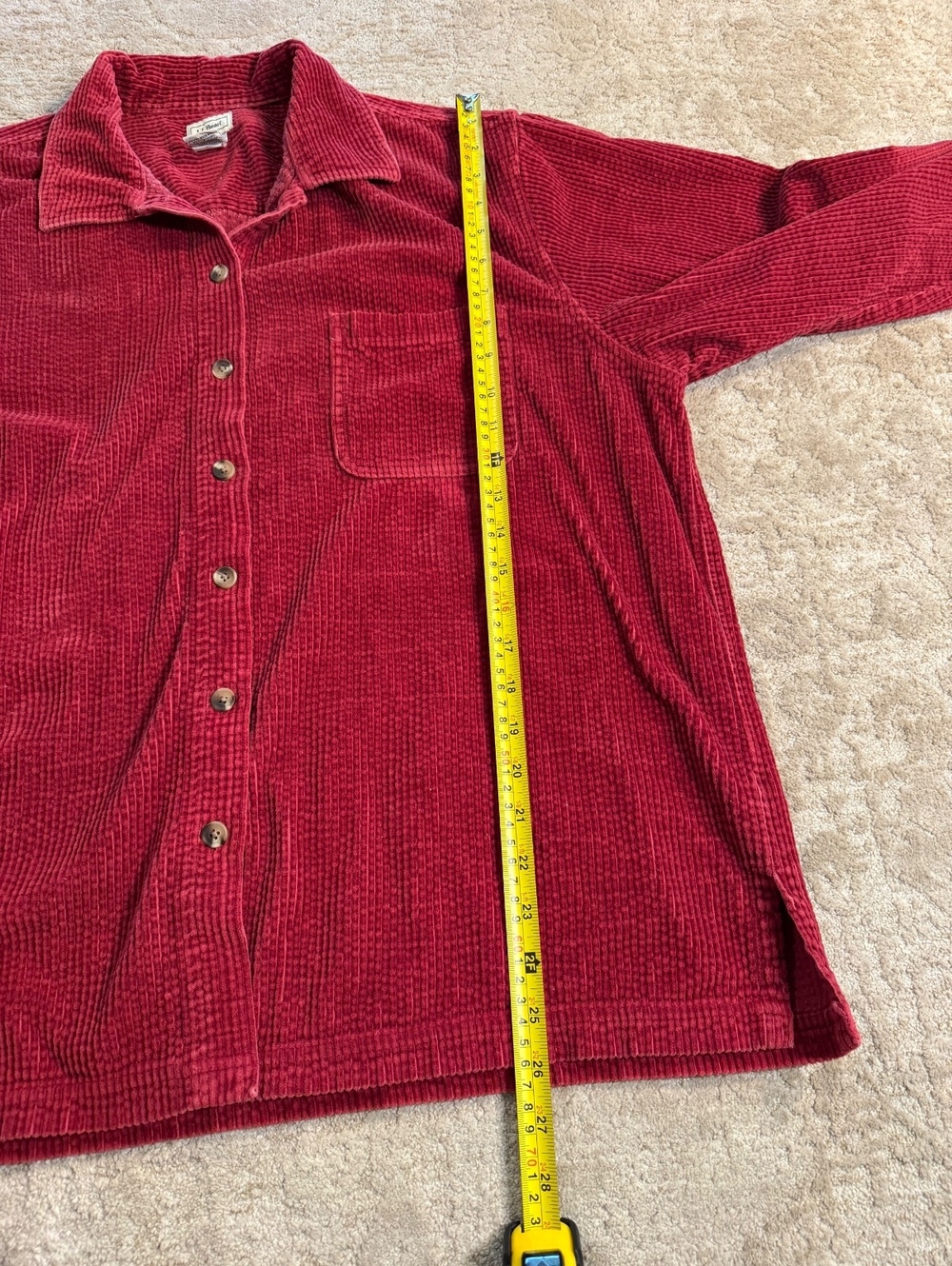 L.L. Bean Women's Red Corduroy Button-Up Shirt XL Regular - Picture 4 of 5